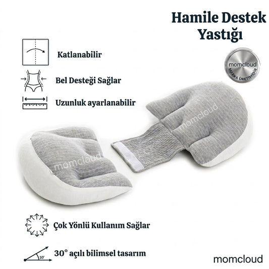 Ortopedik Hamile Destek Yastığı – Ayarlanabilir Bel ve Karın Destekli, 30° Açılı Ergonomik Doğum Öncesi Uyku Yastığı