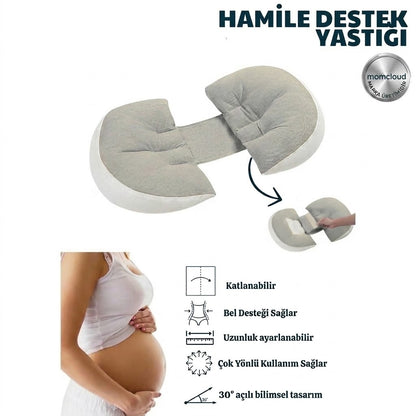 Ortopedik Hamile Destek Yastığı – Ayarlanabilir Bel ve Karın Destekli, 30° Açılı Ergonomik Doğum Öncesi Uyku Yastığı